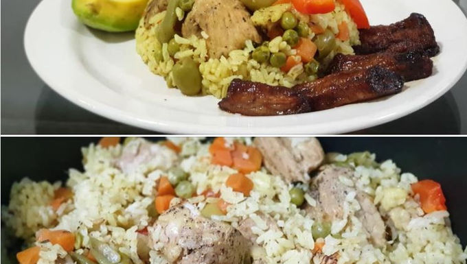 Arroz con carne de puerco
