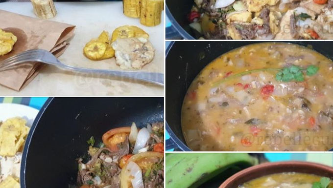 Sopa cubana de platano verde frito (soupe de bananes vertes frites)
